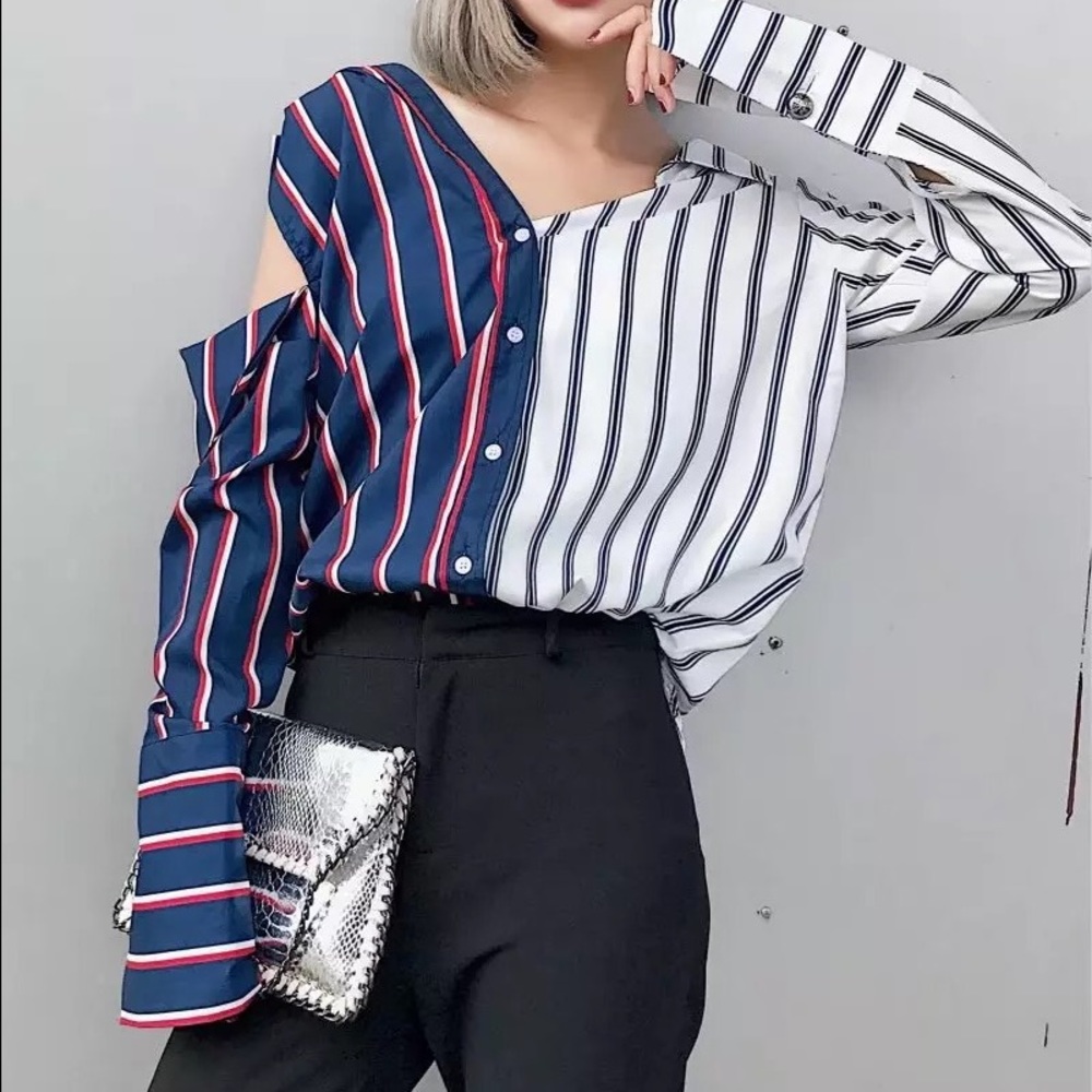Pixie Market Asymmetry Offshoulder Blouse